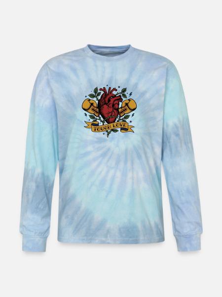 Tough Love Heart Boxing - Tie Dye Long Sleeve T-shirt - blue lagoon