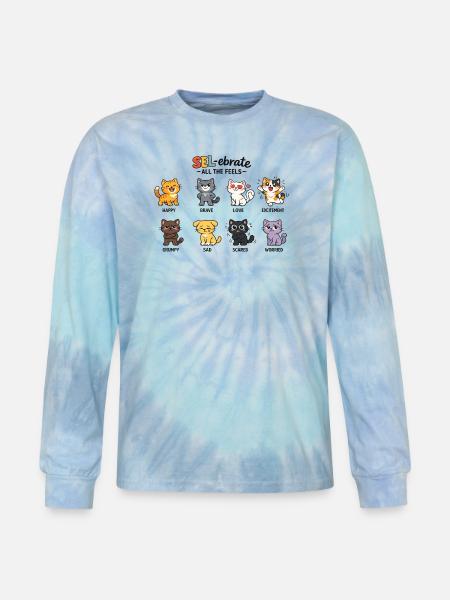 SEL-ebrate All The Feels - Tie Dye Long Sleeve T-shirt - blue lagoon