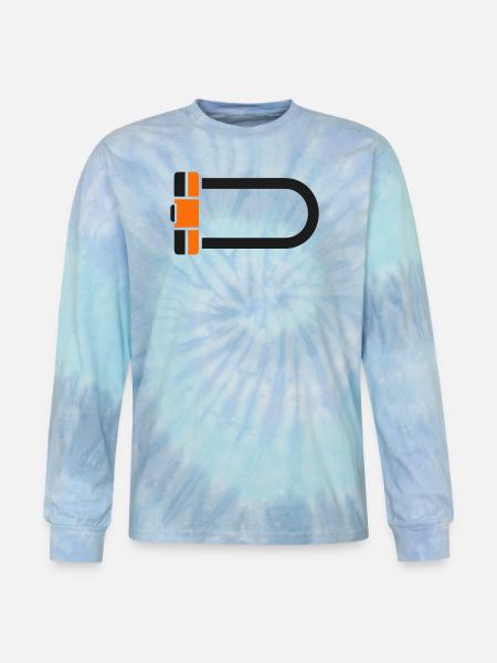 Bicycle U Lock Graphic - Tie Dye Long Sleeve T-shirt - blue lagoon