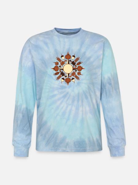 Radial Pumpkin Harvest - Tie Dye Long Sleeve T-shirt - blue lagoon