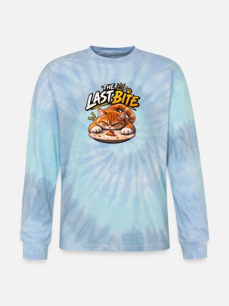The Last Bite Cat Pizza - Tie Dye Long Sleeve T-shirt - blue lagoon