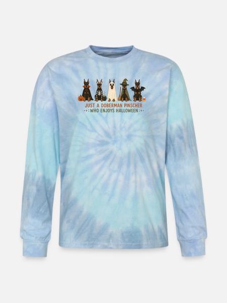 Doberman Halloween Crew - Tie Dye Long Sleeve T-shirt - blue lagoon