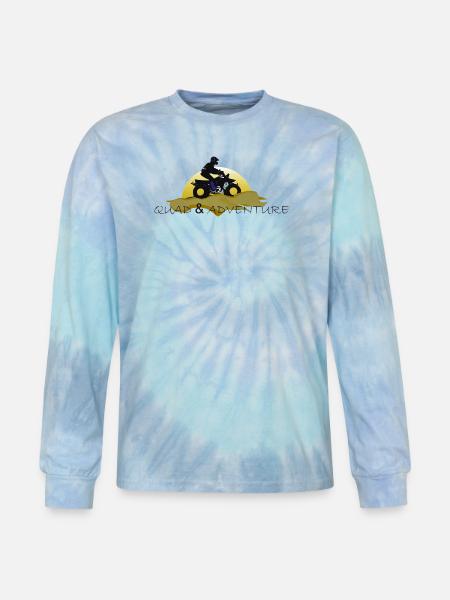 Quad Bike Adventure Sunset Silhouette - Tie Dye Long Sleeve T-shirt - blue lagoon