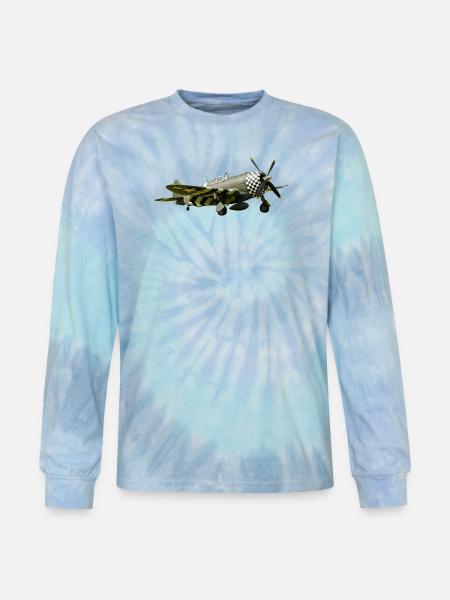 P-47 Thunderbolt - Tie Dye Long Sleeve T-shirt - blue lagoon