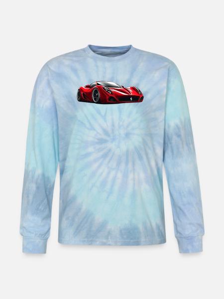 Crimson Velocity Sports Car - Tie Dye Long Sleeve T-shirt - blue lagoon