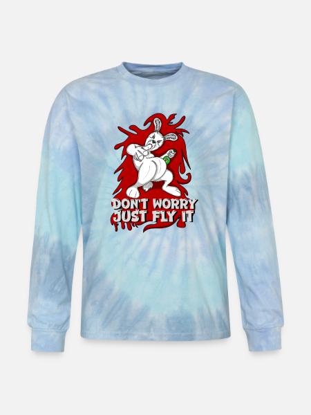 Badass bunny just fly it - Tie Dye Long Sleeve T-shirt - blue lagoon
