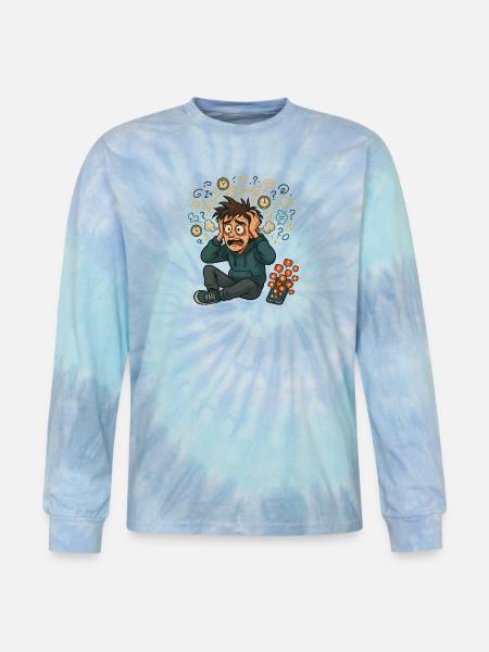 Overthink Overload - Tie Dye Long Sleeve T-shirt - blue lagoon