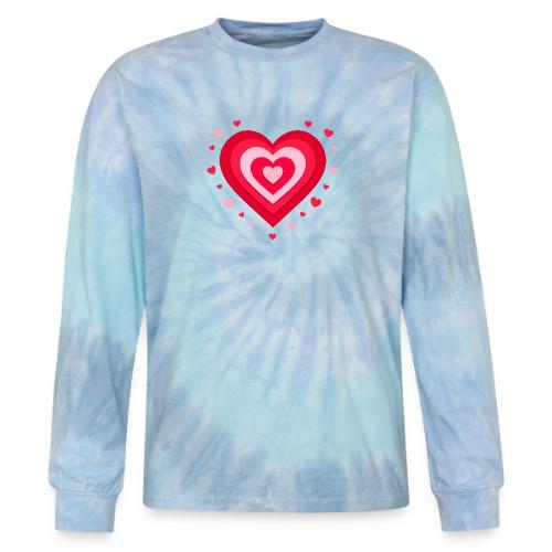 Layered Red & Pink Heart – Cute Valentine Love - Tie Dye Long Sleeve T-shirt