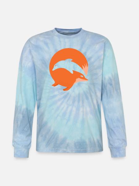 Fox or Dolphin in this fun optical illusion - Tie Dye Long Sleeve T-shirt - blue lagoon
