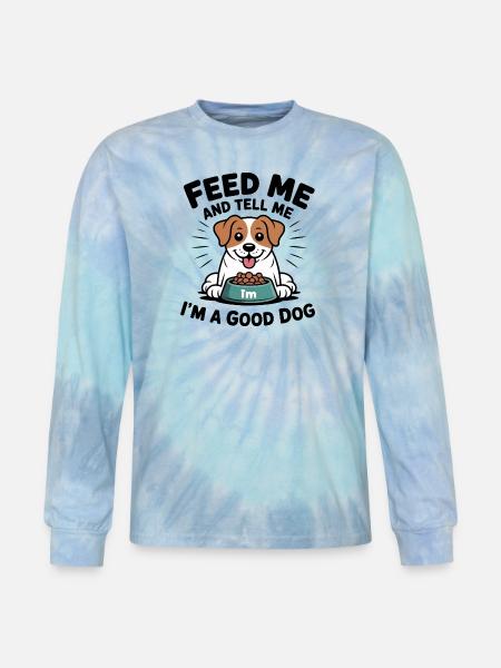 Happy Pup Meal Moment - Tie Dye Long Sleeve T-shirt - blue lagoon