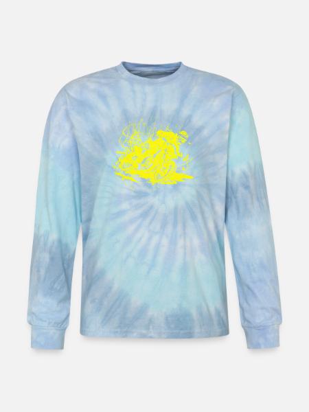 Neon Splash Chaos - Tie Dye Long Sleeve T-shirt - blue lagoon