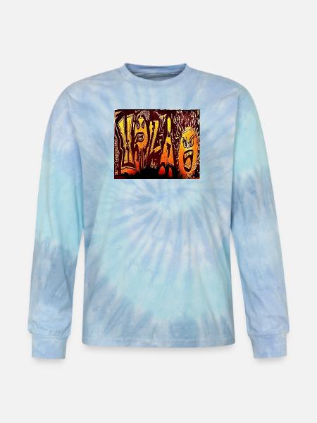 Inferno Graffiti Faces - Tie Dye Long Sleeve T-shirt - blue lagoon