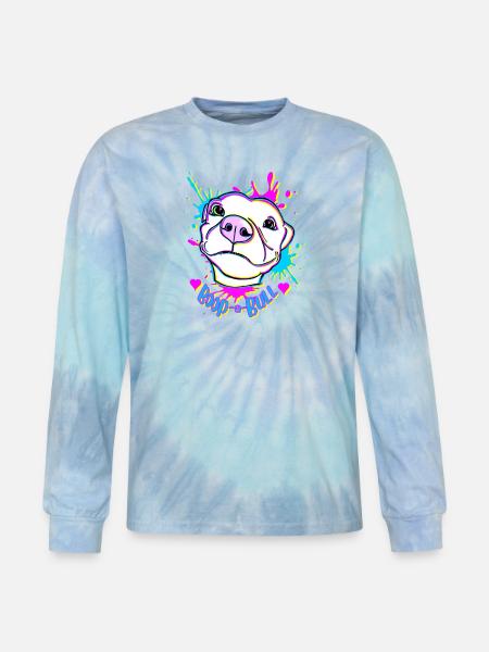 Boop-a-Bull Neon Splash - Tie Dye Long Sleeve T-shirt - blue lagoon