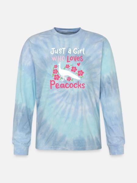 Peacocks Peacock Lover - Tie Dye Long Sleeve T-shirt - blue lagoon