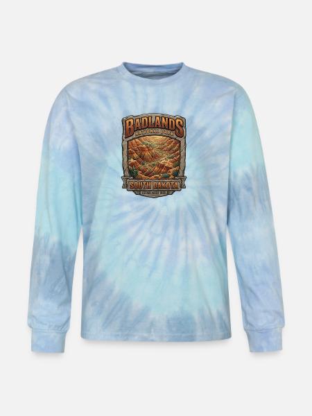 Badlands National Park Tee - Tie Dye Long Sleeve T-shirt - blue lagoon