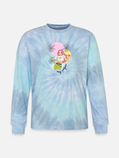 Pastel Leafy Heroine - Tie Dye Long Sleeve T-shirt - blue lagoon
