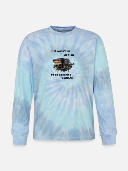 Ode to Rolls Royce Merlin Engine - Tie Dye Long Sleeve T-shirt - blue lagoon