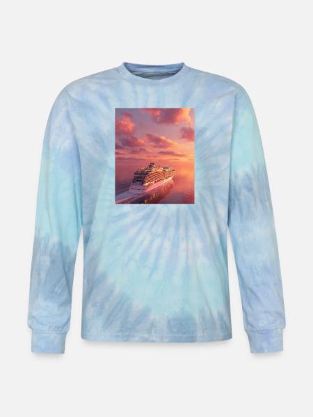 Sunset Cruise Lux Ship - Tie Dye Long Sleeve T-shirt - blue lagoon