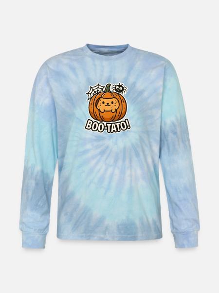 Pumpkin Boo-Tato Cute Halloween - Tie Dye Long Sleeve T-shirt - blue lagoon