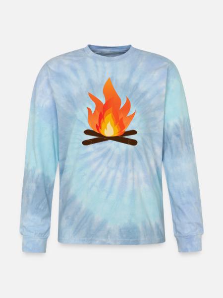 Bonfire Glow Campfire Flame Art - Tie Dye Long Sleeve T-shirt - blue lagoon