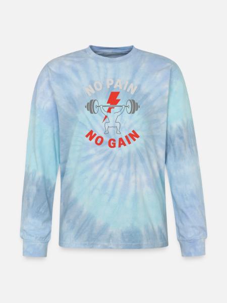 No Pain No Gain Gym - Tie Dye Long Sleeve T-shirt - blue lagoon