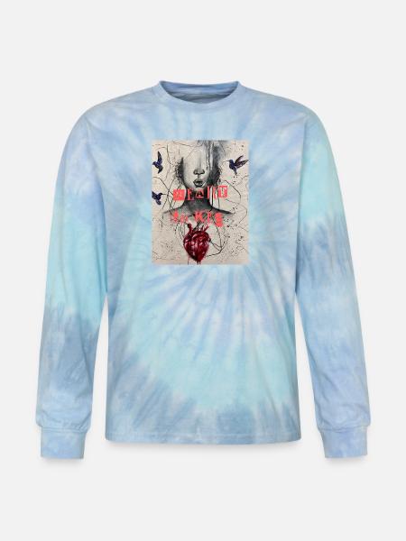 Heart Locked Portrait - Tie Dye Long Sleeve T-shirt - blue lagoon