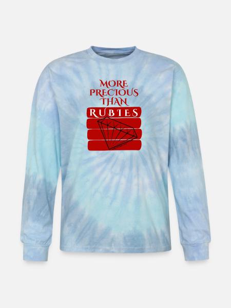 More Precious Than Rubies - Tie Dye Long Sleeve T-shirt - blue lagoon