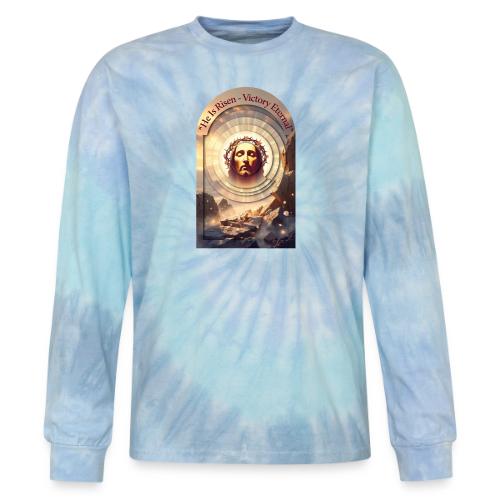 Easter He Is Risen Sacred Face T Shirt, wife Gift - Tie Dye Long Sleeve T-shirt