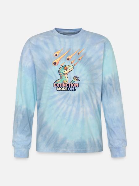 Extinction Meteor Dino - Tie Dye Long Sleeve T-shirt - blue lagoon