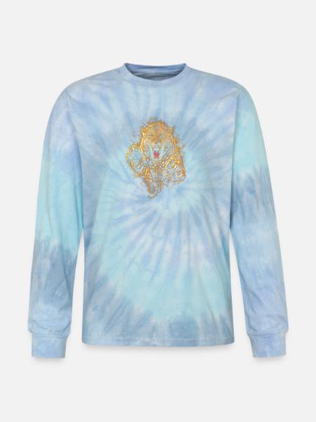 Blazing Jaguar Roar - Tie Dye Long Sleeve T-shirt - blue lagoon