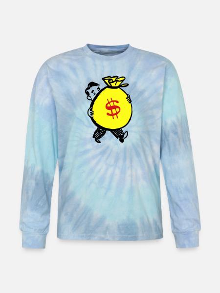 Money Bag - Tie Dye Long Sleeve T-shirt - blue lagoon