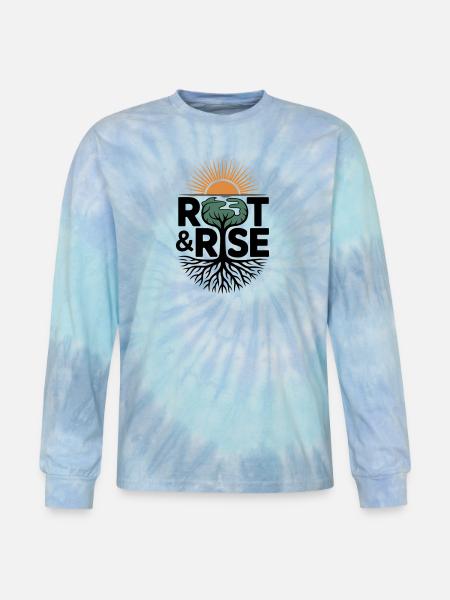 Root & Rise: Sunburst Tree - Tie Dye Long Sleeve T-shirt - blue lagoon