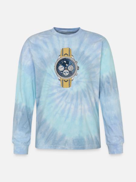 Moonphase Chrono Blue Dial Watch - Tie Dye Long Sleeve T-shirt - blue lagoon