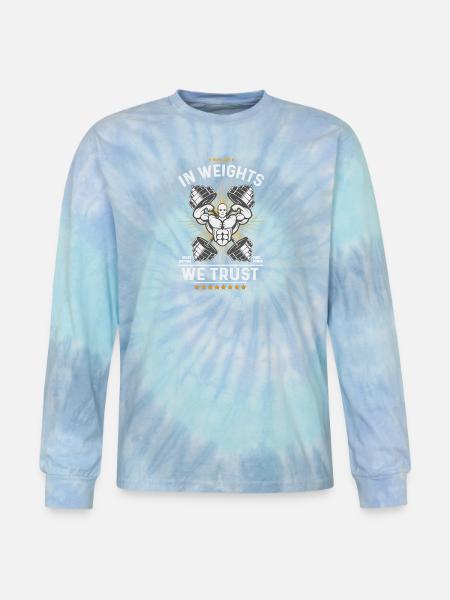Weights We Trust Gym Emblem - Tie Dye Long Sleeve T-shirt - blue lagoon