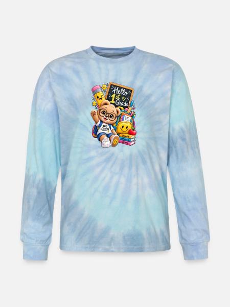 Go to school 🎒 - Tie Dye Long Sleeve T-shirt - blue lagoon
