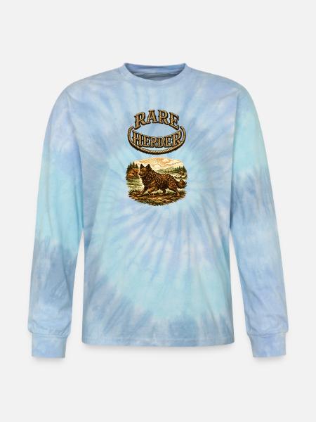 Rare Herder: Rustic Herding Wolfdog - Tie Dye Long Sleeve T-shirt - blue lagoon