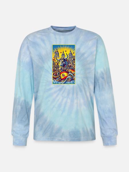 Spanien Stier Espana Design - Tie Dye Long Sleeve T-shirt - blue lagoon