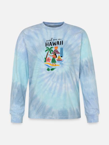 Hawaii Adventure Summer Tee - Tie Dye Long Sleeve T-shirt - blue lagoon