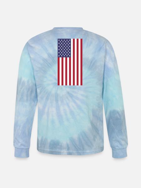 USA Flag, vertical - Tie Dye Long Sleeve T-shirt - blue lagoon