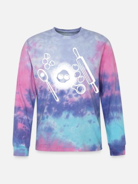 Baking Ingredients Drawing - Tie Dye Long Sleeve T-shirt - cotton candy