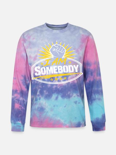 I Am Somebody Sunburst Badge - Tie Dye Long Sleeve T-shirt - cotton candy