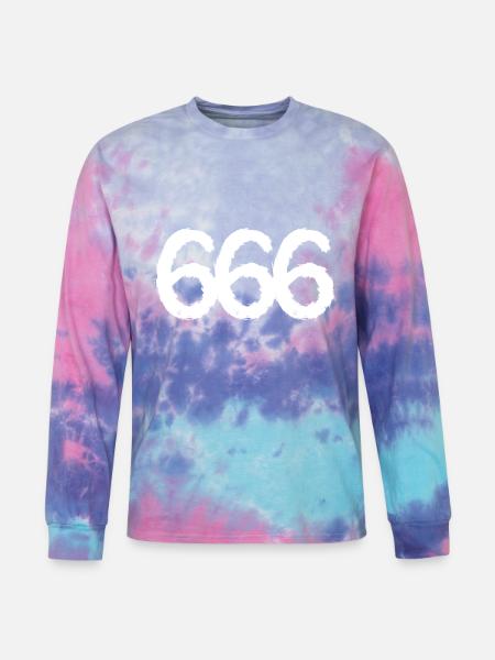 666 symbol number white - Tie Dye Long Sleeve T-shirt - cotton candy