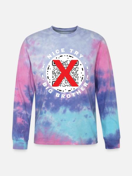 Nice Try Big Brother Privacy QR Code Design - Tie Dye Long Sleeve T-shirt - cotton candy