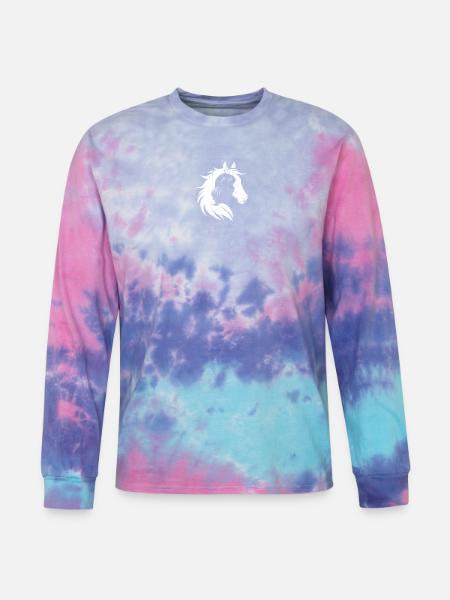 Silhouette Stallion Portrait - Tie Dye Long Sleeve T-shirt - cotton candy
