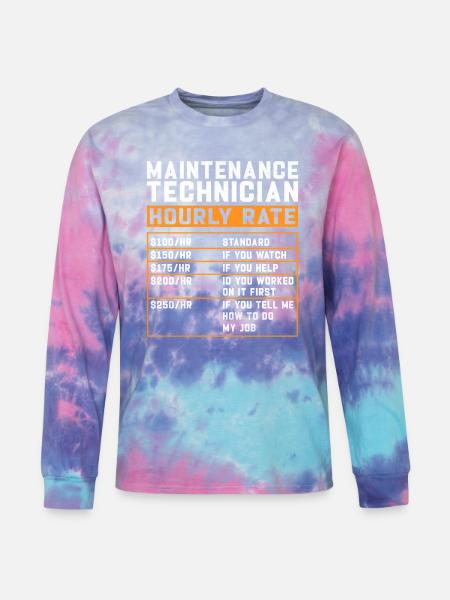 Maintenance Technician Hourly Rate - Tie Dye Long Sleeve T-shirt - cotton candy