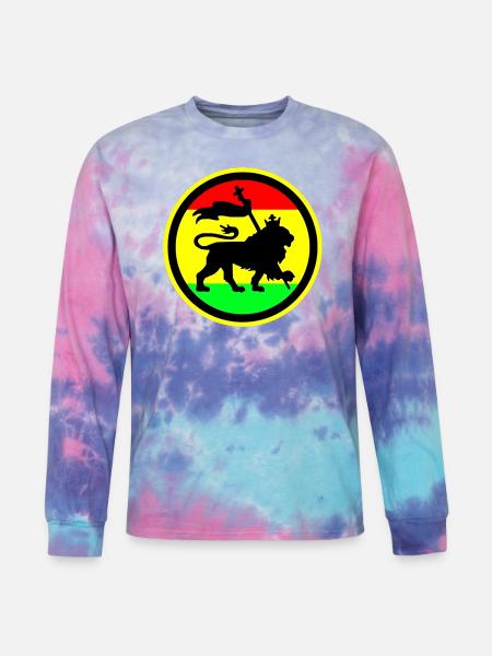 Rasta Lion - Tie Dye Long Sleeve T-shirt - cotton candy