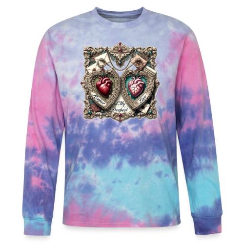 Keeper of My Deepest Love Victorian Locket T-Shirt - Tie Dye Long Sleeve T-shirt