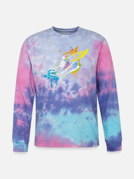 Sneaker graffiti with wings - Tie Dye Long Sleeve T-shirt - cotton candy