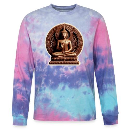 Buddha Statue in meditation and Hand Mudra - Tie Dye Long Sleeve T-shirt