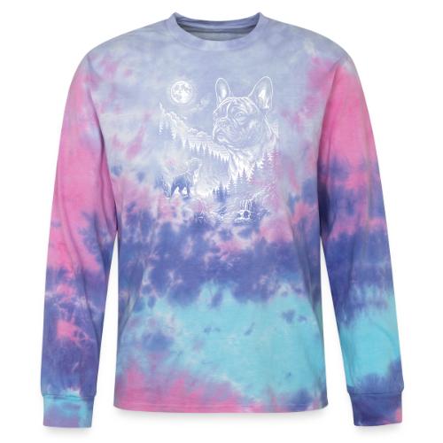 Vintage French Bulldog Moon Howling Tee - Tie Dye Long Sleeve T-shirt